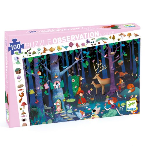 Megfigyeltető puzzle - Elvarázsolt erdő, 100 db-os - Enchanted Forest