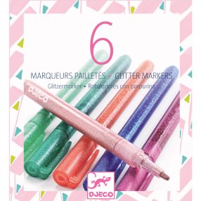   Filctoll készlet - Csillám fílctoll 6 színben - 6 glitter markers - sweet